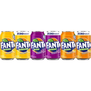 [오늘쇼핑]환타 캔음료 일반 제로 350ml 6종 각 1개씩(파인애플1+파인애플제로1+포도1+포도제로1+오렌지1+오렌지제로1) 뚱캔/캔음료수, 6개입