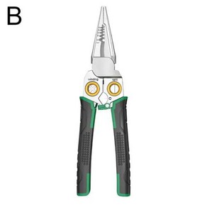 스트리퍼 전선탈피기 9 in 1 스테인레스 스틸 와이어 스트리퍼 전기 기술자 케이블 커터 와이어 크림핑 플라이어 클램퍼 분할 와인딩 다기능 도구, 7in1, 1개