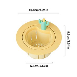 주방 싱크대 드레인 채반 귀여운 선인장 필터 가스켓 자동 덤핑, 2.Yellow