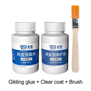 말린 금도금 접착제 100ml 순수 금박 호일 수성 환경 나뭇잎 호일에 적용, 03 glue and coat, 1개