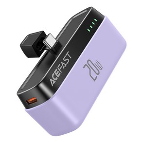 ACEFAST PD 20W 고속 충전 미니 일체형 도킹형 보조배터리 5000mAh, 핑크