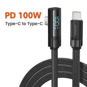 Toocki PD100W C타입 케이블 삼성 샤오미 LED 디지털 고속 충전 USB C 벤 와이어 아이폰 15 시리즈 게임 데이터 코, 2) CC Black  2m, [01] TQ Black, 1개