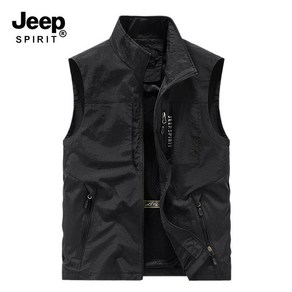 JEEP SPIRIT 정품 아웃도어 조끼 낚시 조끼 등산 조끼 작업 조끼7003+양말 증정, 블랙