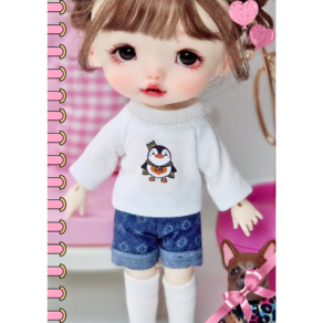 #포켓 16cm 옷( 진청무늬 롤업 반바지 )[마구샵]#구체관절인형#bjd#인형옷#유딩이#도리스돌#포켓돌, 1개