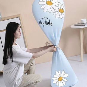 선풍기커버 보관함 스탠드형 난방기 온풍기 덮개 먼지 방지, 롱스탠드선풍기커버 빅플라워/그레이