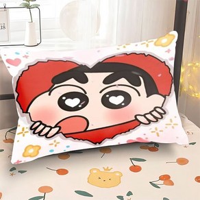 [짱구] 쿠션 베개 크레용 신짱 귀여운 만화 양면 베개 귀여운 어린이방 거실 소파 침대 낮잠 베개 어린이 선물, 30x50cm 소형(베갯잇+베개심), CNBXX-19