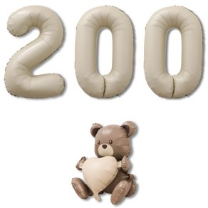 베르트폴 200일 파티 기념일 대형 풍선세트, 1세트, 크림