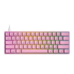 GK61 기계식 게이밍 키보드 - 61키 멀티 컬러 RGB 조명 LED 백라이트 유선 프로그래밍 가능 PC/Mac 게이머용 (게이트론 기계식 블랙 블루), Gateon Optical Blue, 프리즘 핑크