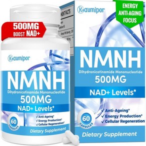 NMNH Dihydonicotinamide Mononucleotide 500MG/Seving Puity NMNH Supplement to Boost NAD+ Levels as, 60 Count (Pack of 1), 1개