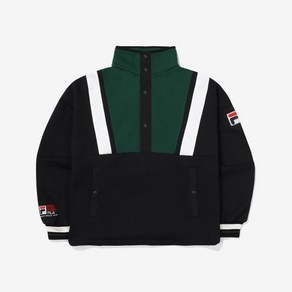 [휠라] [FILA] 유니 루즈핏 화이트락 우븐패치 하프집 맨투맨 (FS2POE4122X_BLK) (FS2POE4122X_BLK)