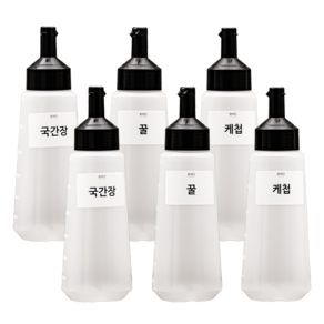 와사다 원터치 소스통 블랙 6개 + 라벨 21종 세트, 1세트, 600ml