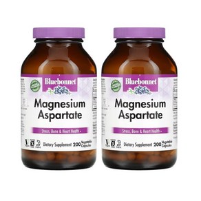 (1+1) 블루보넷 마그네슘 아스파테이트 Magnesium Aspartate 400mg 비건 200 베지캡슐 2팩