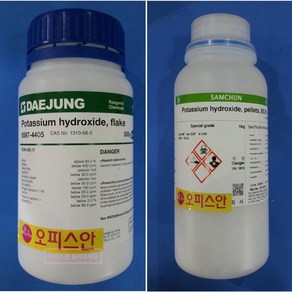 수산화칼륨(알갱이); 가성가리 Potassium hydoxide pellet 85% GR 500G 개인판매불가