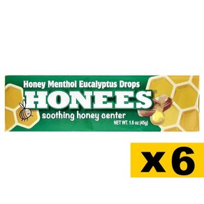 허니스 허니 멘솔 유칼립투스 드롭 꿀 사탕 캔디 Honees Honees Honey Menthol Eucalyptus Dops 45g 6팩, 6개