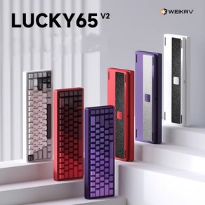 [ XC샵 ] WEIKAV Lucky65 V2 무선 기계식 게이밍 키보드 CNC알루미늄 3750mah 1600만색RGB FR4정위판 핫스왑DIY, 키트-키축미포함, 블랙(양극)-빙정실버