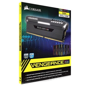 커세어 DDR4 16G PC4-25600 CL16 VENGEANCE LED RGB 8Gx2 램, 2개