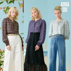 [런칭가99000원]안나수이(ANNA SUI) 오리지널 패턴 실크 블랜딩 블라우스 1종