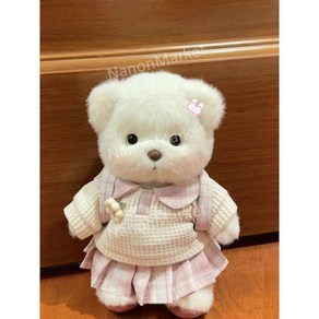 레나베어옷 귀여운 교복스타일 곰인형옷 수제 치마 백팩 세트, 20cm, A. 핑크체크 + 배낭 (곰인형불포함), 1개