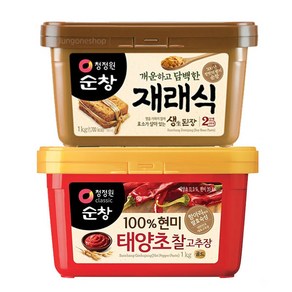 청정원 순창 100% 현미 태양초 찰고추장 1kg+개운하고 담백한 재래식 생된장 1kg, 2개, 1kg