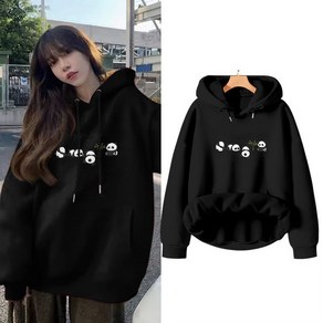 ANYOU 커플 긴팔 루즈핏 판다 후드티 패션 데일리 심플 후드티셔츠