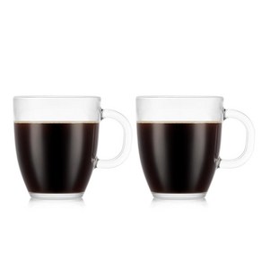 Bodum Bisto 커피 머그 단일 벽 잔 355ml(12온스) (2팩) 투명, 1개