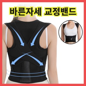 블루씨엘 바른자세 교정밴드 라운드숄더 굽은등 허리복대, 1개, M(30~40kg)