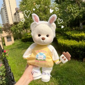 30cm 인형용 레나베어 머리띠 헤어밴드 토끼귀 곰 고양이 귀 액세서리, 20cm, 핑크 토끼 머리띠, 1개