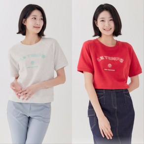 [지센] 여성 젤라또 자수 레터링 라운드반팔티셔츠(색상2종) 면57% LSTSP351