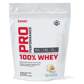 GNC 프로 퍼포먼스 100% 웨이 바닐라 크림 408g 분리 유청 단백질 쉐이크, 1개