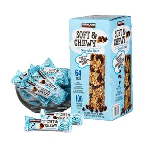 커클랜드 소프트 츄이 그래놀라 바 초콜릿 칩 24gX64개 KIRKLAND SIGNATURE SOFT & CHEWY GRANOLA BARS, 24g, 64개