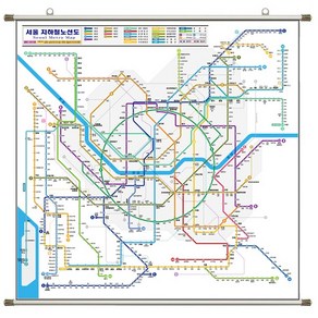 지도타운 2024 최신 지하철 노선도 족자 벽걸이 소형 + 우리나라지도