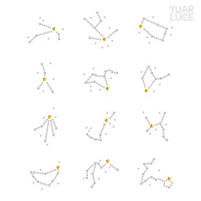 유아루체 조디악 별자리 (황도12궁) - 큐빅 핫픽스 모티브, 1개