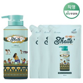 무궁화 샤워때비누 사해소금 500ml(용기)+450ml(리필x3개), 3개