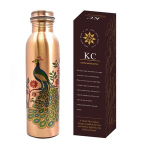 Pure Copper Peacock Designer Water Bottle with Advanced Leak Proof Protection (1000ml)