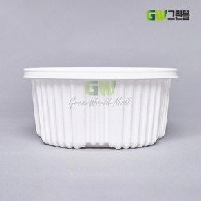 [그린몰]탕용기 225파이 중 2400ml 백색 100개 용기+뚜껑 세트 SW, 1세트