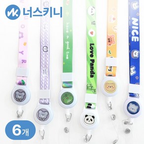 너스키니 릴형 캐릭터 사원증 목걸이 줄 간호사 릴홀더 카드 명찰 목걸이, 6개, J캐릭터