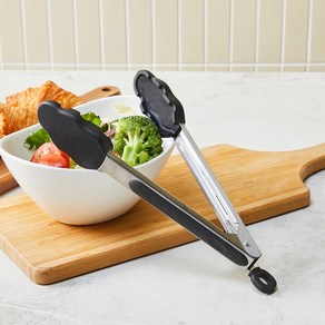 [모던하우스 인천점] 깔끔 실리콘 스텐핸들 집게 블랙 27CM_CK2024029, 1개