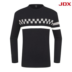 [[JDX] NC 일산] 남성 JDX 23' F/W 격자 패턴 포인트 라운드 풀오버 티셔츠 X2SPU3342BK