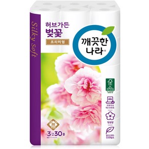 깨끗한나라 허브가든벚꽃 프리미엄 3겹 30롤, 30개입, 1개