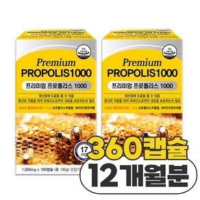 고함량 뉴질랜드 프로폴리스 알약 벌꿀프로폴리스 1000mg x 180캡슐 6개월, 360정, 1개