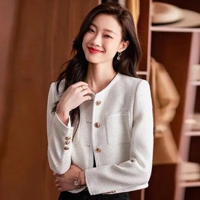 녕동 여성 카라넥 모직 자켓 캐주얼 심플 무지 숏재킷 아우터 고급 트위드 자켓 점퍼 쇼트 코트 하객룩