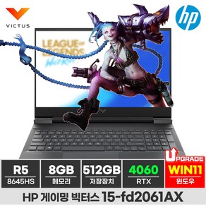 HP 2024 빅터스 15 라이젠5 8000 시리즈 지포스 RTX 4060, 15-fb2061AX, WIN11 Home, 8GB, 512GB, 다크실버