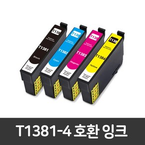 [엡손] T138 T1381-4 TX230 TX235 TX420W TX430W TX435W TX325F T138170 비정품잉크, 4개세트(검정+파랑+빨강+노랑), 1세트