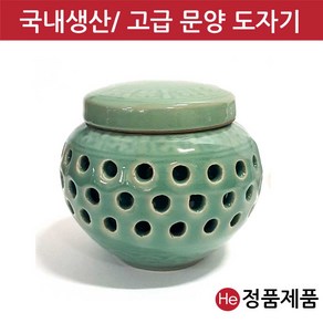 국산 도자기 단지 청자투각단지 300g 경옥고 꿀 소금 된장 고추장 항아리 선물, 1개