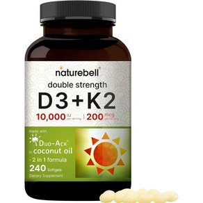 NatueBell 비타민 D3 K2 MK 7 코코넛 오일 240소프트젤, 상품선택, 1개, 240정