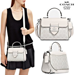 코치 몰간 화이트 시그니처 탑핸들 사첼 CJ614 Morgan Top Handle Satchel [미국LA직배송]