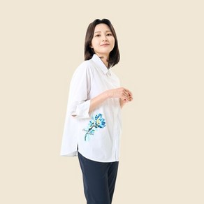 (백화점 상품) [크로커다일레이디] 목단꽃 모티브 셔츠 블라우스_CLDMBL134 CLDMBL134 4188010, 100, 네이비(NY), 1개