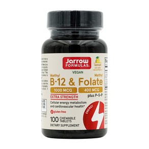 재로우 Methyl B-12 1000mcg & Folate Lemon Flavo 400mcg 츄어블 타블렛, 1개, 100정