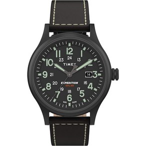 Timex 익스페디션 스카우트 솔라 40mm 남성용 손목시계 가죽 스트랩 (TW4B18500)