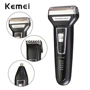 KEMEI 3in1 전기면도기 이발기 코털정리기, 블랙, KM-6559